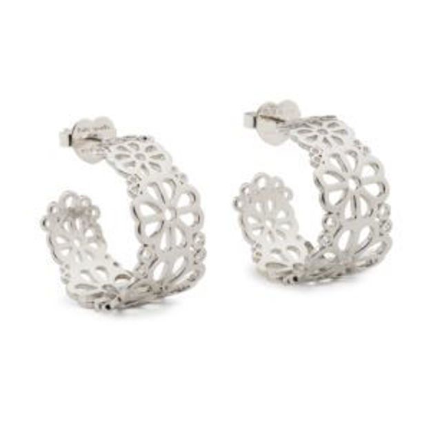 Picture of Spade Flower Lace Hoops - Silver