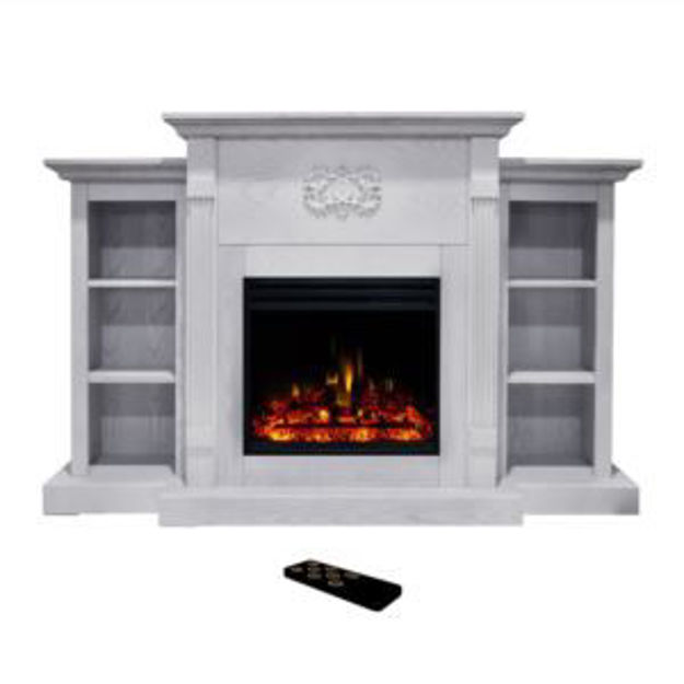 Picture of Sanoma 72-in. Fireplace Mantel in White with Log Display Electric Heater Insert