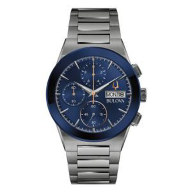 Picture of Mens Modern Millennia Chronograph Gray Stainless Steel Watch Blue Dial