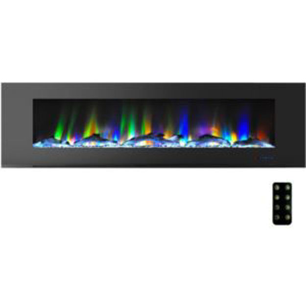 Picture of 78-In. Wall Mounted Electric Fireplace Heater with Remote Control, Multicolor Flames, and Driftwood