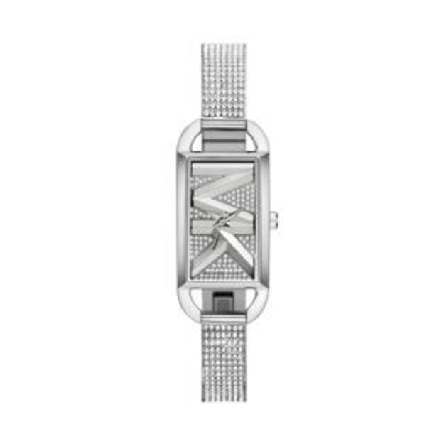 Picture of Ladies Mini Empire Pave Silver-Tone Stainless Steel Bangle Watch Logo Dial