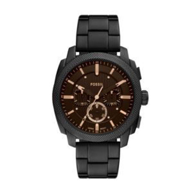 Picture of Mens Machine Chronograph Black Ion-Plated Stainless Steel Watch Brown Dial