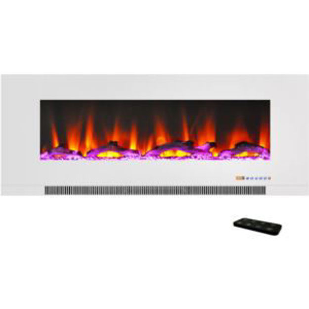 Picture of 50-in. Wall Mounted Electric Fireplace Heater in White with Log Display and Remote Control