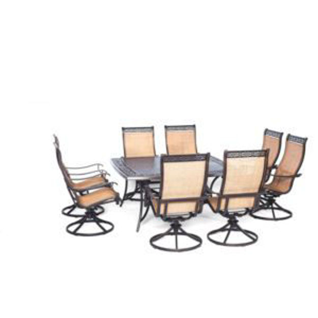 Picture of Manor 9-Piece Outdoor Dining Set with Large Square Table and Eight Swivel Rockers