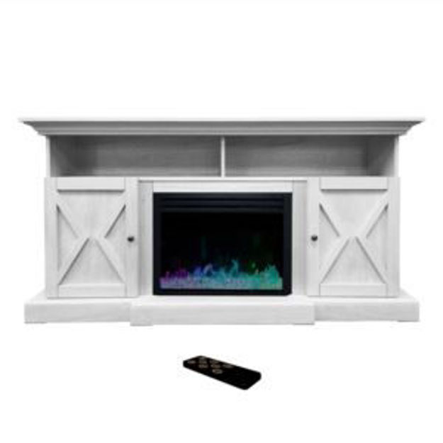 Picture of Summit 62-In. Farmhouse Fireplace TV Stand with Doors in White and 1500W Electric Heater Insert with
