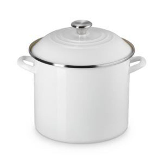 Picture of 12qt Enamel on Steel Classic Stockpot w/ Lid White