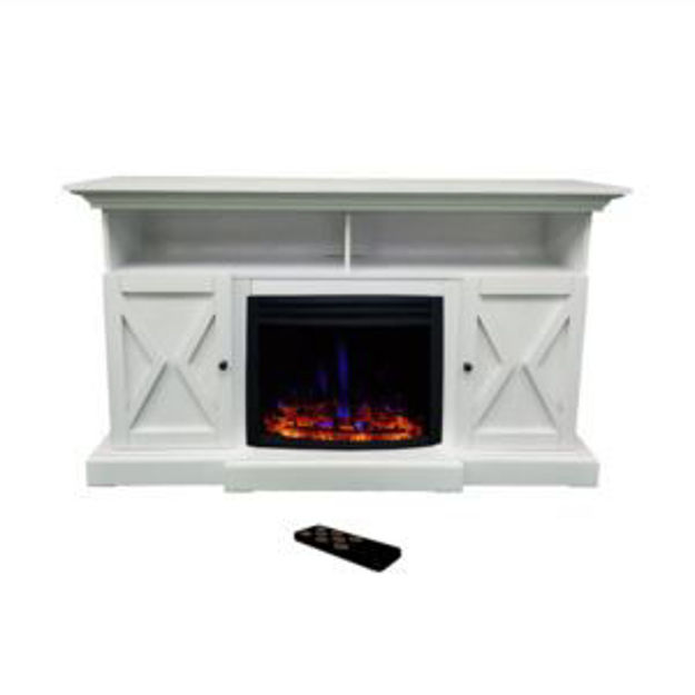 Picture of Summit 62-In. Farmhouse Fireplace TV Stand with Doors in White and 1500W Electric Heater Insert with