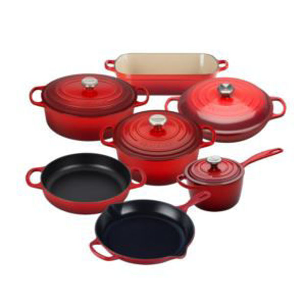 Picture of 11pc Signature Cast Iron Cookware Set Cerise