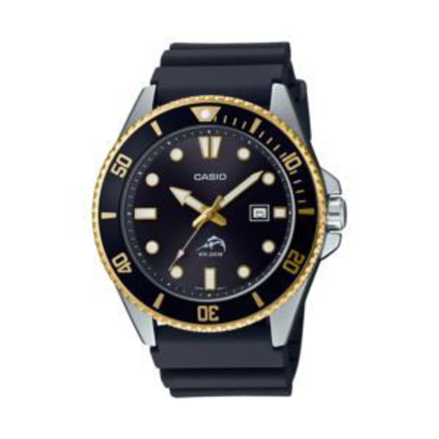 Picture of Mens Diver Inspired Black & Gold Resin Watch Black Dial
