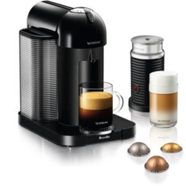Picture of Nespresso Vertuo Coffee & Espresso Single-Serve Machine in Black and Aeroccino Milk Frother in Black