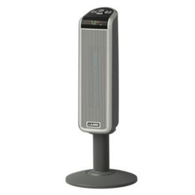 Picture of Space-Saving Ceramic Pedestal Heater with Front-Facing Display and Digital Remote Control