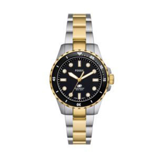 Picture of Ladies Blue Dive Two-Tone Stainless Steel Watch Black Dial