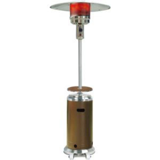 Picture of 7.35-Ft. 48,000 BTU 26.6-Sq. Ft. Heat Radius Propane Umbrella Patio Heater with Wheels in Bronze/Sta