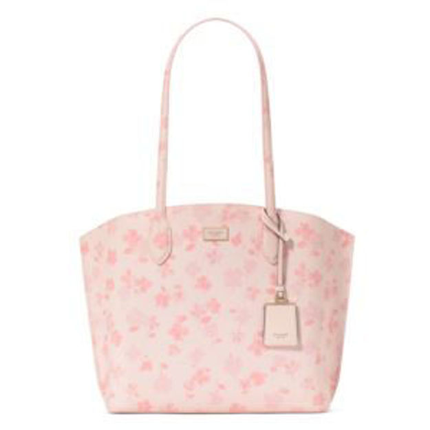 Picture of Suite Spring Pansies PVC Large Open Tote - Blush Cloud Multi