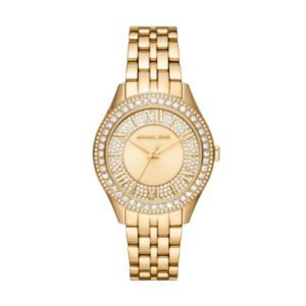 Picture of Ladies Harlowe Pave Gold-Tone Stainless Steel Watch Gold Pave Dial