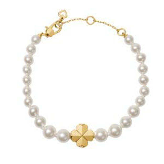 Picture of Spade Flower Pearl Bracelet - White/Gold