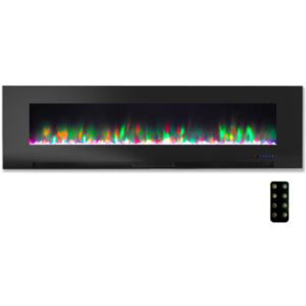 Picture of 60-In. Wall Mounted Electric Fireplace Heater with Remote Control, Multicolor Flames, and Crystal Ro