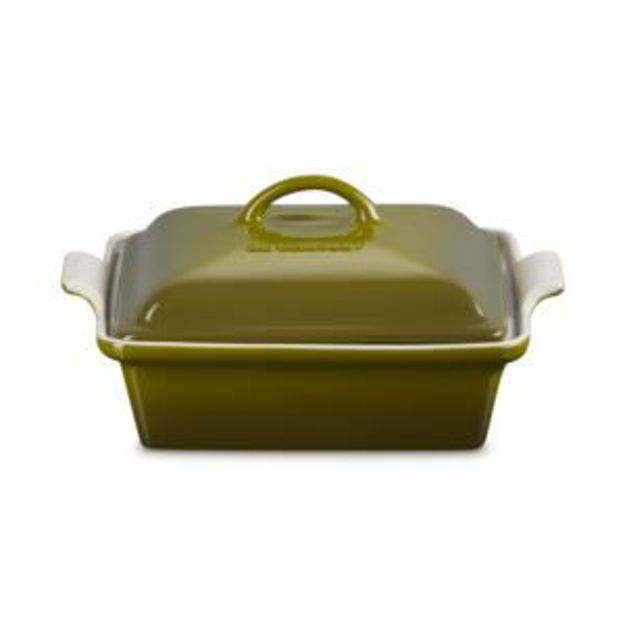 Picture of 2qt Heritage Stoneware Shallow Covered Square Casserole Olive