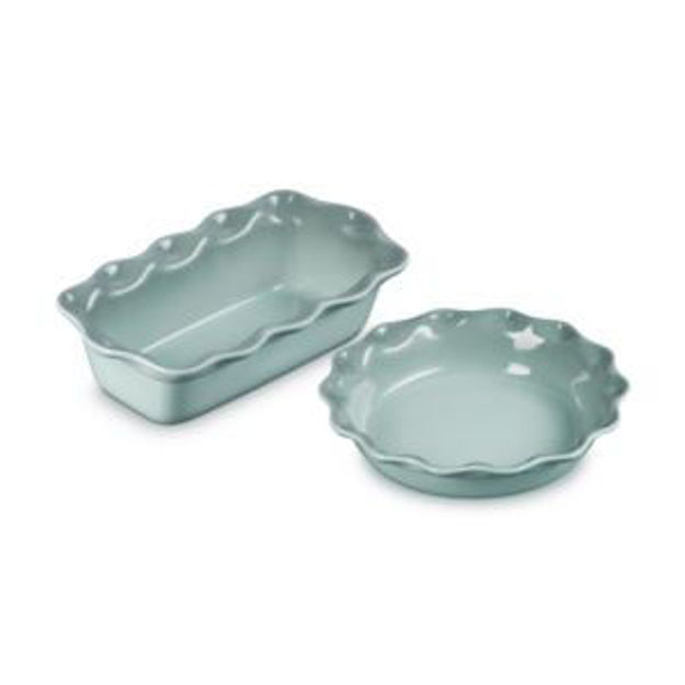 Picture of Set of 2 Heritage Fluted Pie Dish and Fluted Loaf Pan Sea Salt