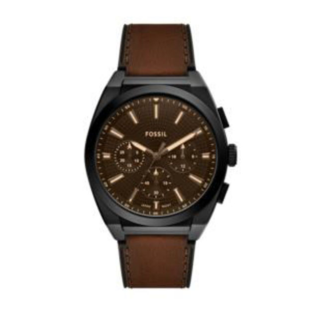 Picture of Mens Everett Chronograph Brown Leather Strap Watch Brown Dial