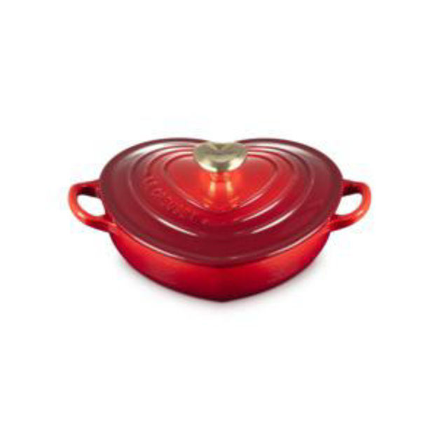 Picture of Shallow Heart  Cast Iron Cocotte w/ Heart Knob Cerise