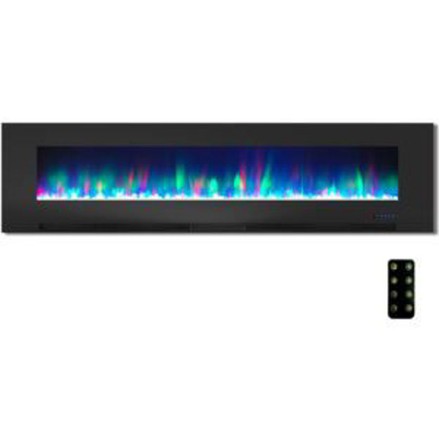 Picture of 78-In. Wall Mounted Electric Fireplace Heater with Remote Control, Multicolor Flames, and Crystal Ro