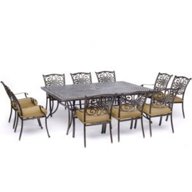 Picture of Traditions 11-Piece Dining Set in Tan with Ten Stationary Dining Chairs and an Extra-Long Dining Tab