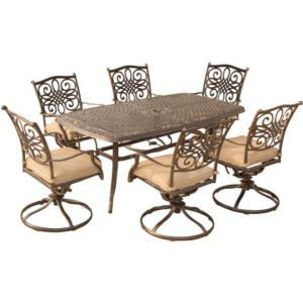 Picture of Traditions 7-Piece Dining Set with Six Swivel Dining Chairs and a Large 72 x 38 in. Dining Table