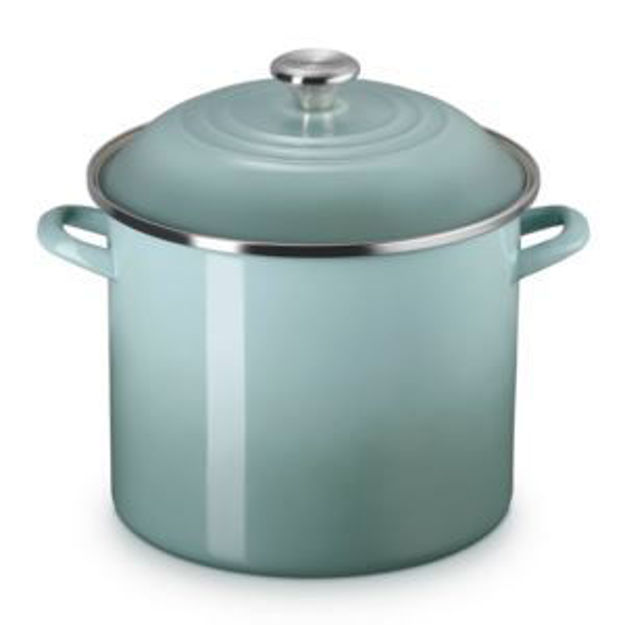 Picture of 12qt Enamel on Steel Classic Stockpot w/ Lid Sea Salt