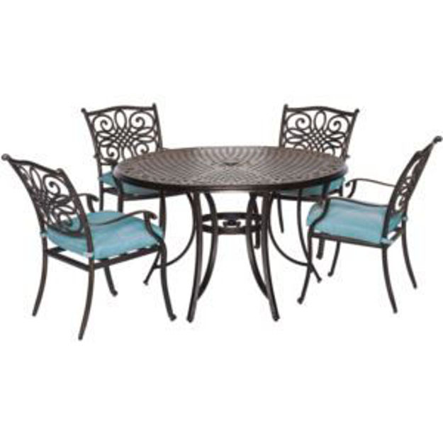 Picture of Traditions 5-Piece Dining Set in Blue with 48 In. Cast-top Table