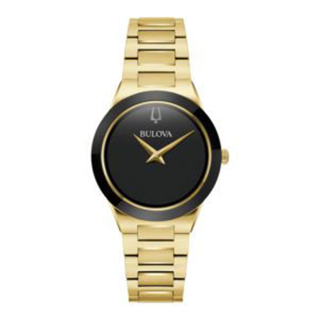Picture of Ladies Millennia Gold-Tone Stainless Steel Watch Black Dial