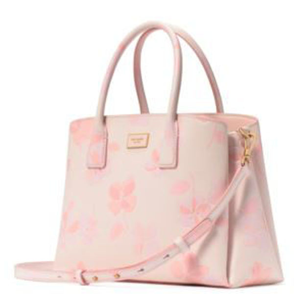 Picture of Serena Spring Pansies Embossed Satchel - Blush Cloud Multi