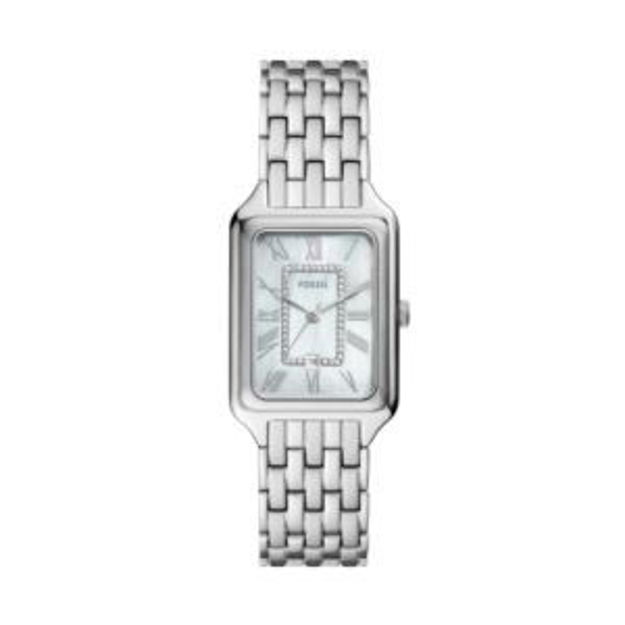 Picture of Ladies Raquel Silver-Tone Stainless Steel Rectangle Watch MOP Dial