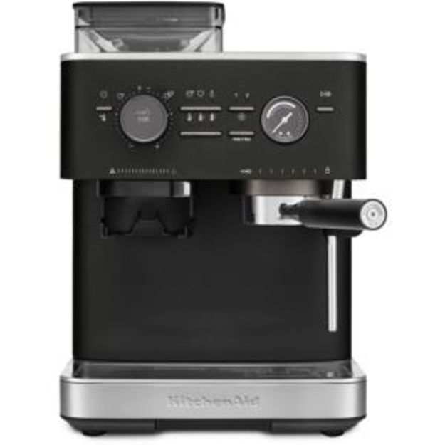 Picture of Semi Automatic Espresso Machine with Burr Grinder in Cast Iron Black