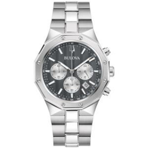 Picture of Mens Prestige Chronograph Silver-Tone Stainless Steel Watch Gray Dial