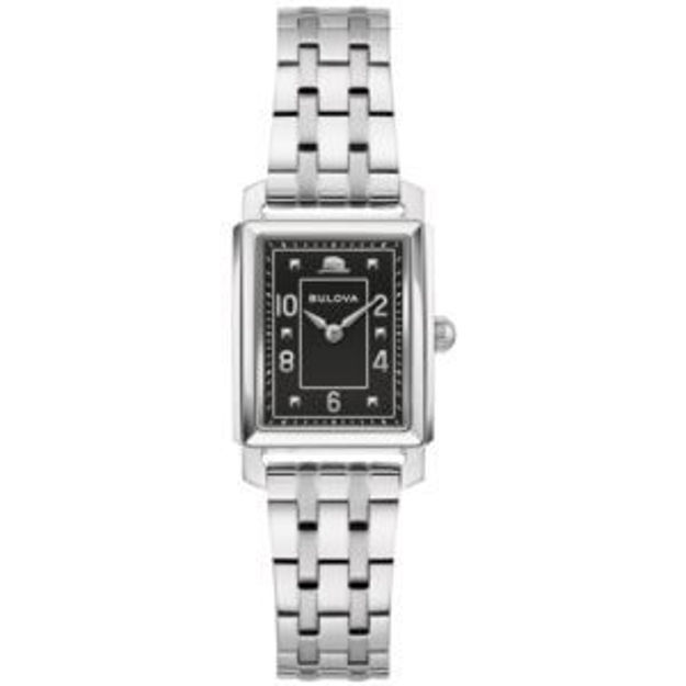 Picture of Ladies The Very Thought Of You Silver-Tone Stainless Steel Watch Black Dial
