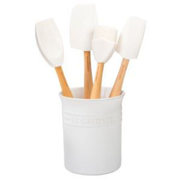 Picture of 5pc Craft Series Silicone Utensil Set w/ Crock White