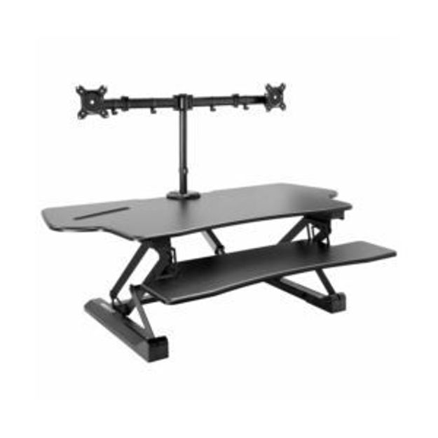 Picture of Mount-It! Large Electric Sit-Stand Desk Converter with Dual Monitor Mount