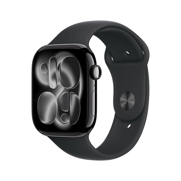Picture of Apple Watch Series 11 GPS 42mm Jet Black Aluminum Case with Black Sport Band - S/M