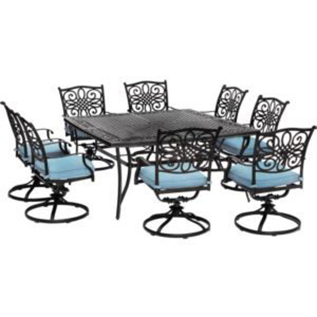 Picture of Traditions 9-Piece Square Dining Set in Blue
