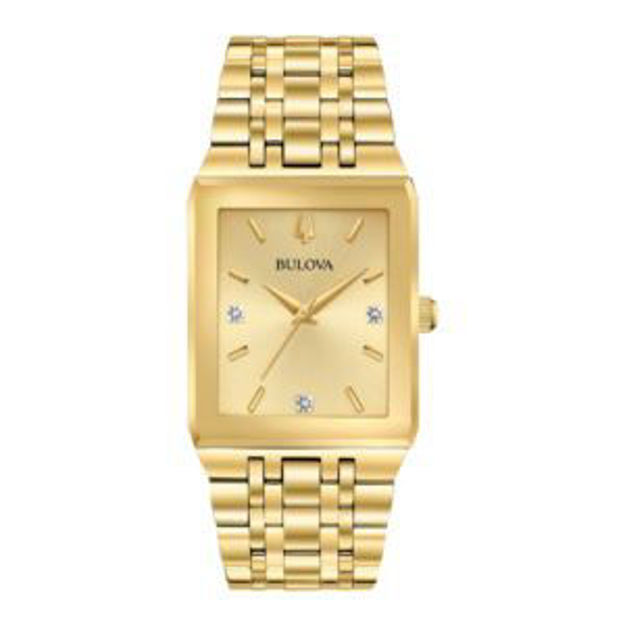 Picture of Men's Quadra Modern Gold-Tone Stainless Steel Watch Champagne Dial