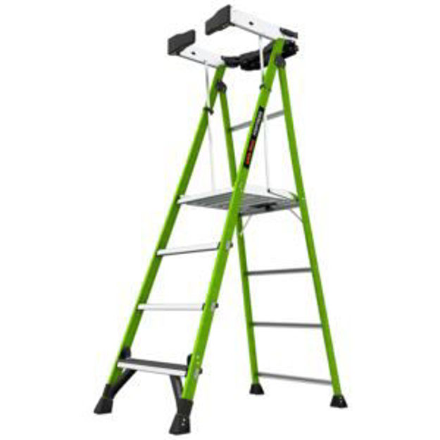 Picture of FORTRESS 4ft Fiberglass Platform Ladder w/ Wraparound & Ground Cue