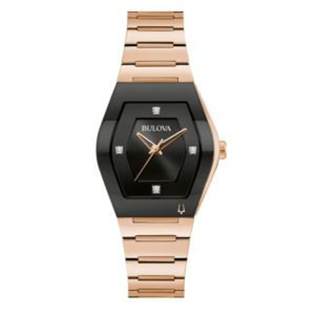 Picture of Ladies' Modern Gemini Rose Gold-Tone Bracelet Watch Black Dial