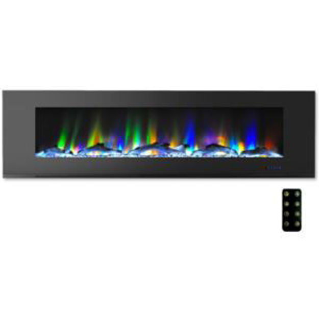 Picture of 72-in. Wall Mounted Electric Fireplace Heater in Black with Crystal Rock Display and Remote Control