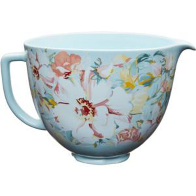 Picture of 5-Qt. Patterned Titanium-Reinforced Ceramic Bowl for Tilt-Head Stand Mixers, White Gardenia