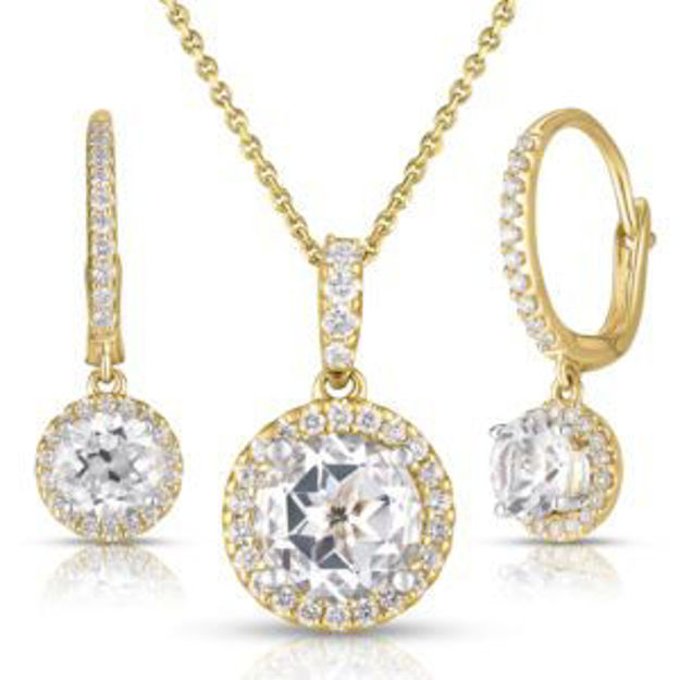 Picture of White Topaz and Diamond Earring and Necklace Set