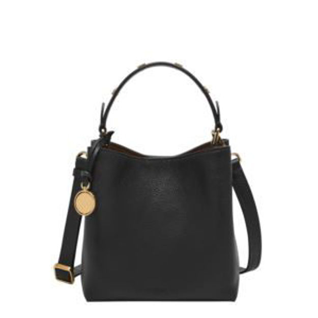 Picture of Jessie Leather Small Bucket Crossbody Bag Black