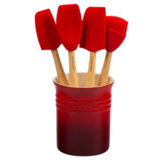 Picture of 5pc Craft Series Silicone Utensil Set w/ Crock Cerise