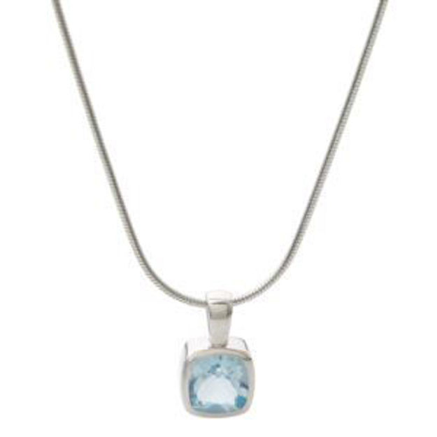 Picture of Blue Topaz Necklace w/ Snake Chain