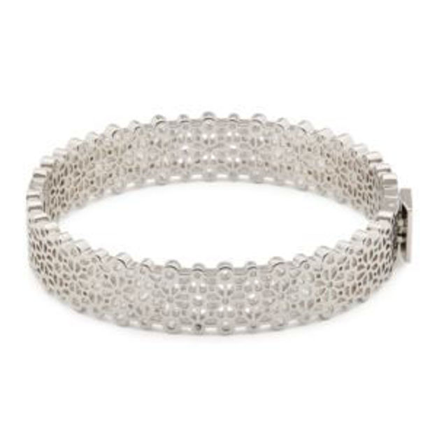 Picture of Spade Flower Lace Thin Bangle - Silver